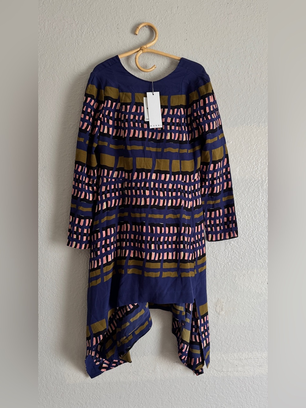 MWT Marni Silk Asymmetric Long Sleeve Dress
